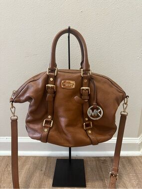 Michael Kors Cognac Leather Satchel with Gold Hardware
